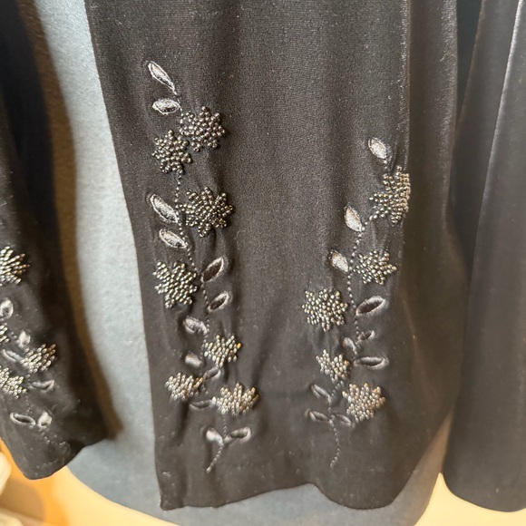 Liz & Co Vintage Black Velour Evening One Button Topper Jacket Embellished SZ XL - Picture 6 of 13